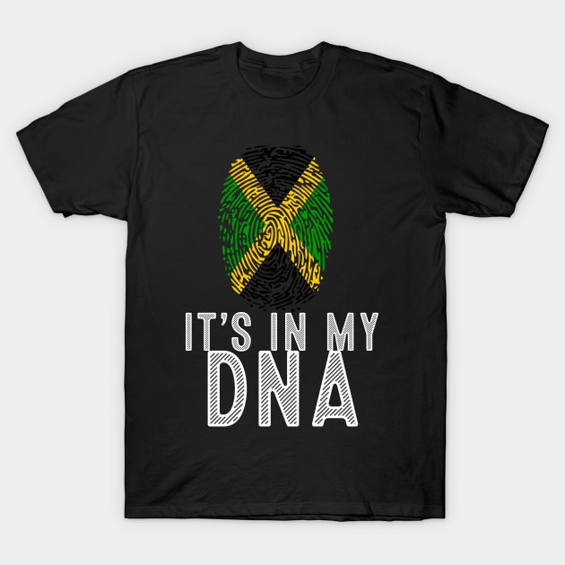 Vintage Patriotic It's In My DNA Jamaica Flag Fingerprint T-Shirt by sevalyilmazardal